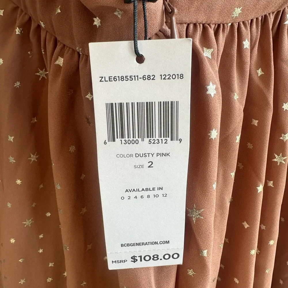 BCBGeneration Flowy Pink Fit and Flare Dress with Bishop Sleeves - Picture 7 of 7